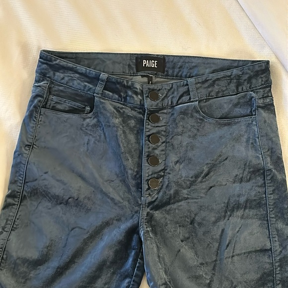 PAIGE Pants - Paige-Velvet Pants Hoxton blue Button Front Excellent Condition size READ!